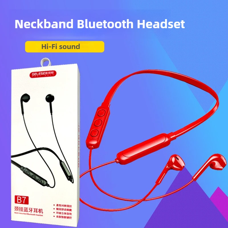 

2025 New Bluetooth 5.0 Neckband Headphones Wireless Sports Earphones with Stereo Sound and Noise Cancel Mic for Running Outdoor