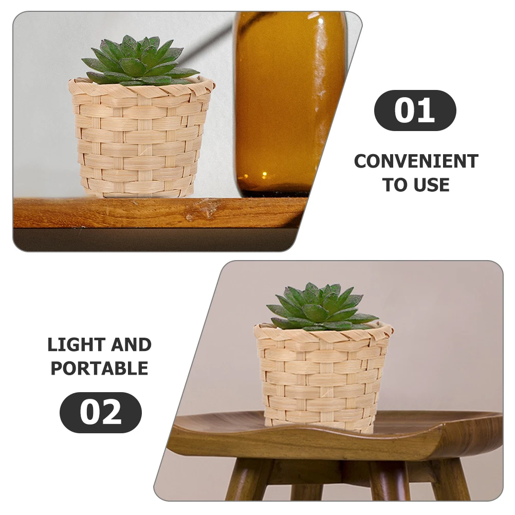 

6 Pcs Bamboo Storage Basket Baskets Mini with Cover Woven Planter Picnic Baby for Lid