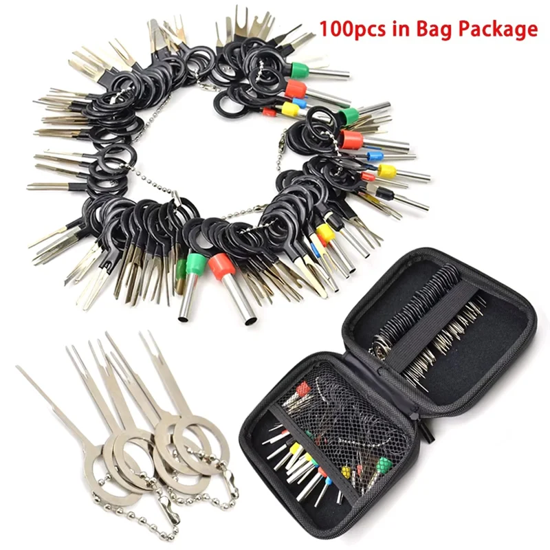 

A30P-100Pcs Puller Tool Kit Wires Pin Extractor Automotive Stylus Tooling Set Car Terminals Removal Auto Disassemblytooling