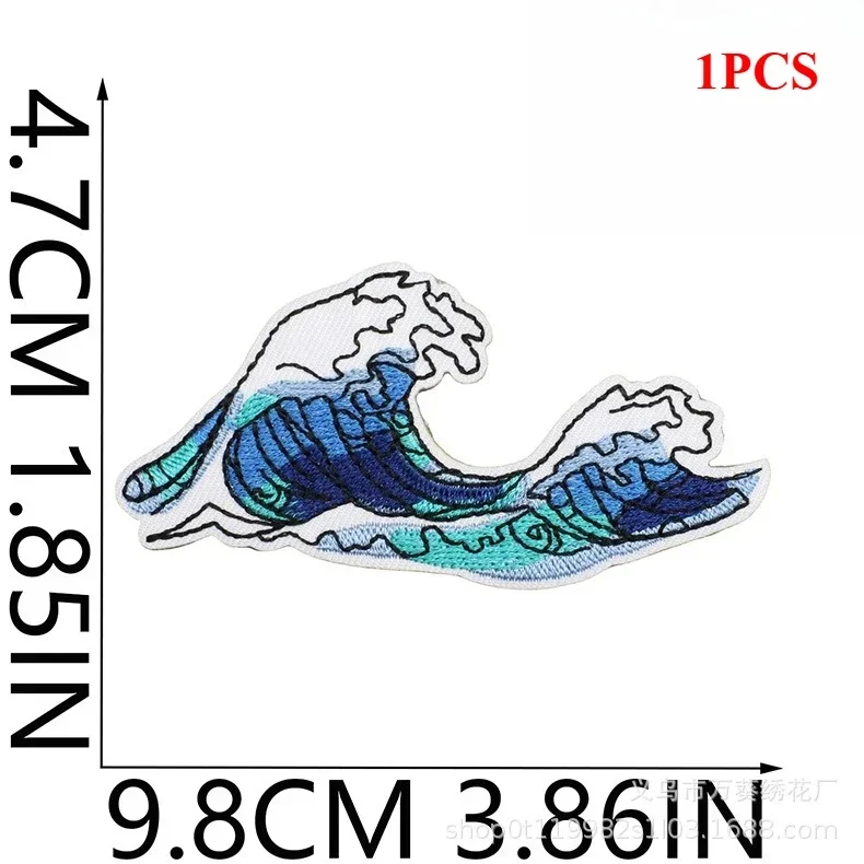 Wave Embroidery Cloth Sticker, Clothes Decoration Patch Sticker, Computer Embroidery Chapter Boy, Summer Surfing Sea Wave Label