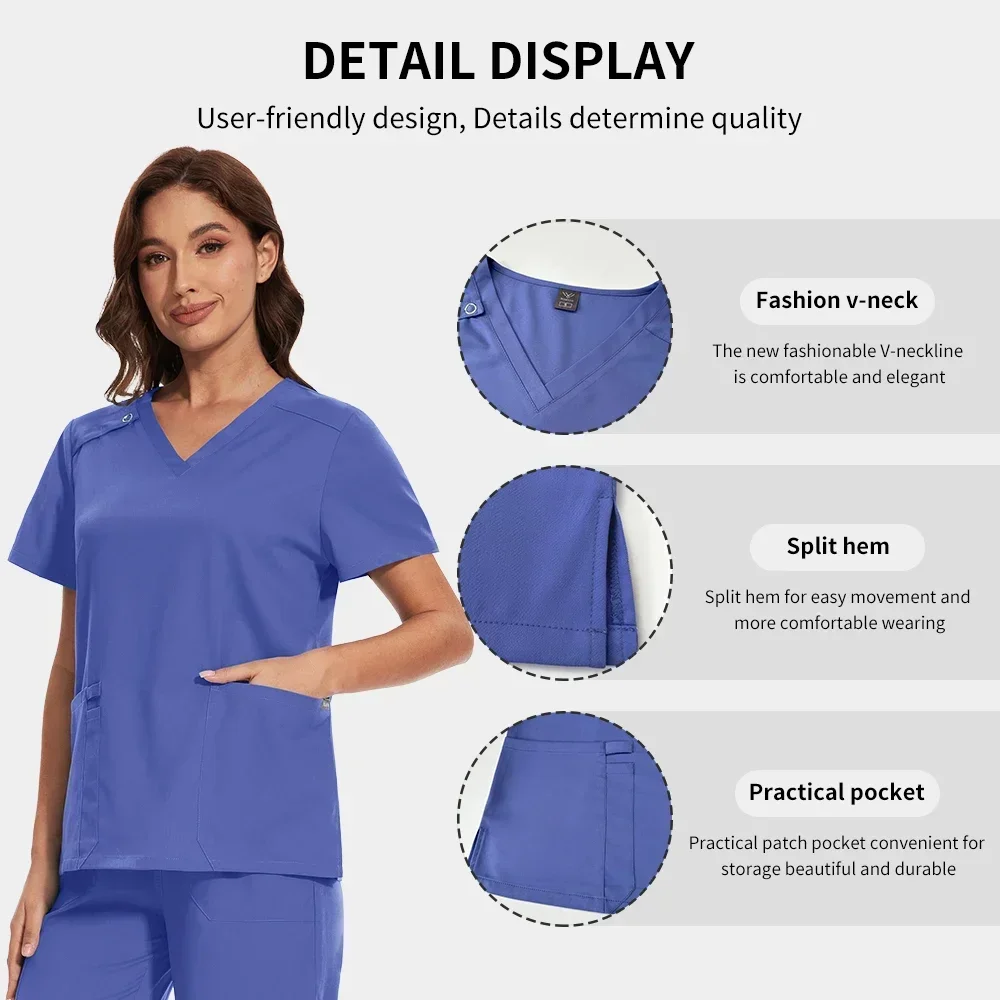 Wholesale Surgical Uniforms Woman Elastic Breathable Top+pants 2-piece Sets Doctor Clinics Hospital Scrubs Solid Color Work Wear