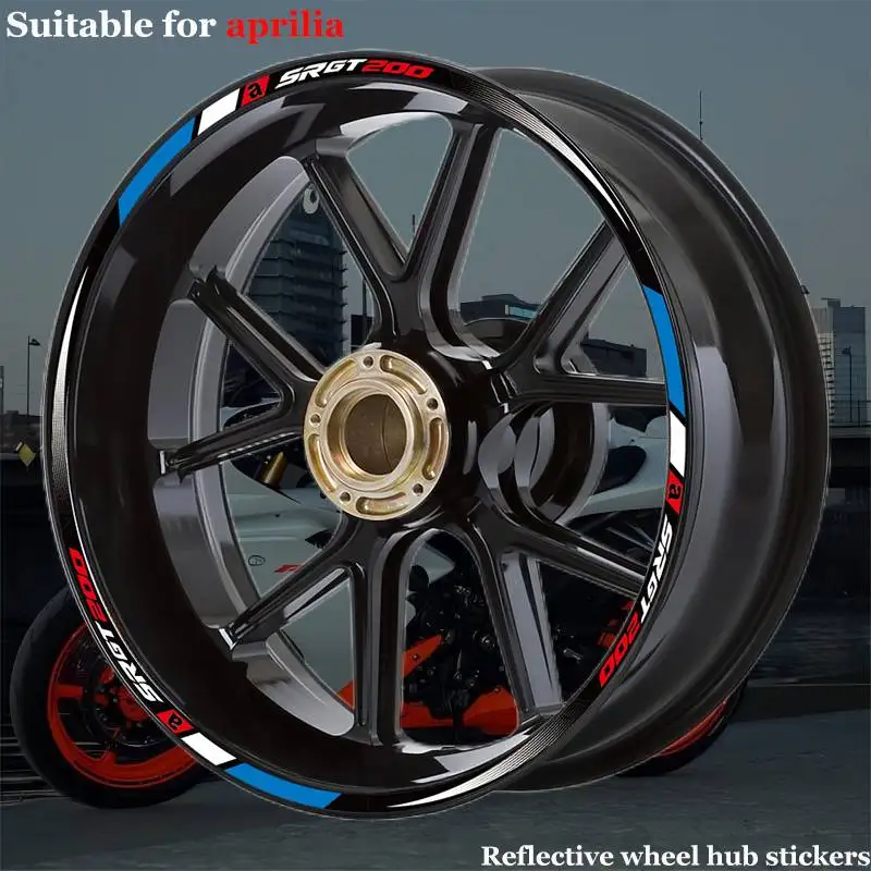 Reflective Motorcycle Accessories Wheel Tire Modification Sticker Hub Waterproof Decals Rim Stripe Tape For Aprilia SRGT200