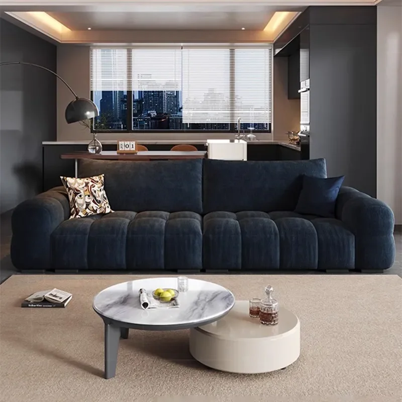 for Chenier Puff Sofa Small Apartment Living Room Modern Simple Straight Row Cream Wind Marshmallow Cloud Fabric Sofa