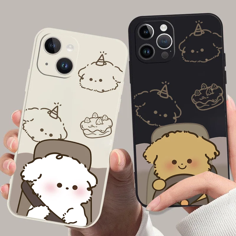 Driving a puppy Golden Miner For iPhone 15 14 13 12 11 Pro Max Mini XS X XR 15Plus Black and white TPU soft phone case