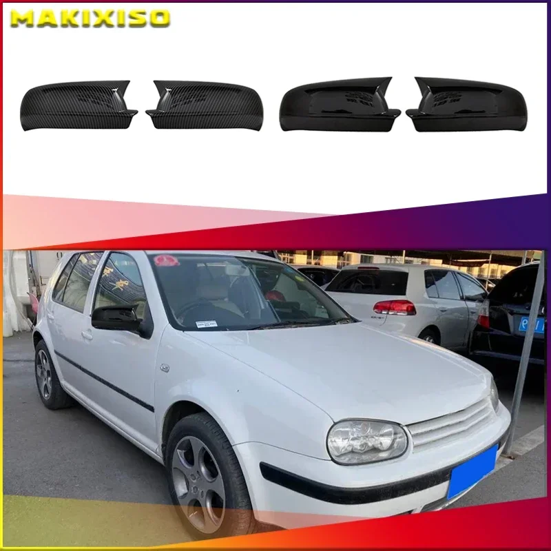 

Bat Style Mirror Cover For Volkswagen Golf 4 MK4 1997-2003 Rearview Mirror Cover 2Pieces Cover Glossy Black Car Shields Exterior