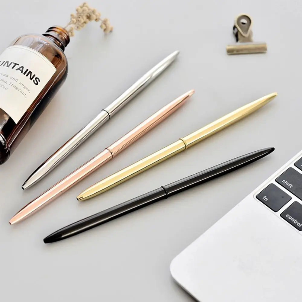 

1.0 mm Metal Luxury Gold Sliver Color Ballpoint Pens Black Inks Writing Pen School Office Stationery Supplies
