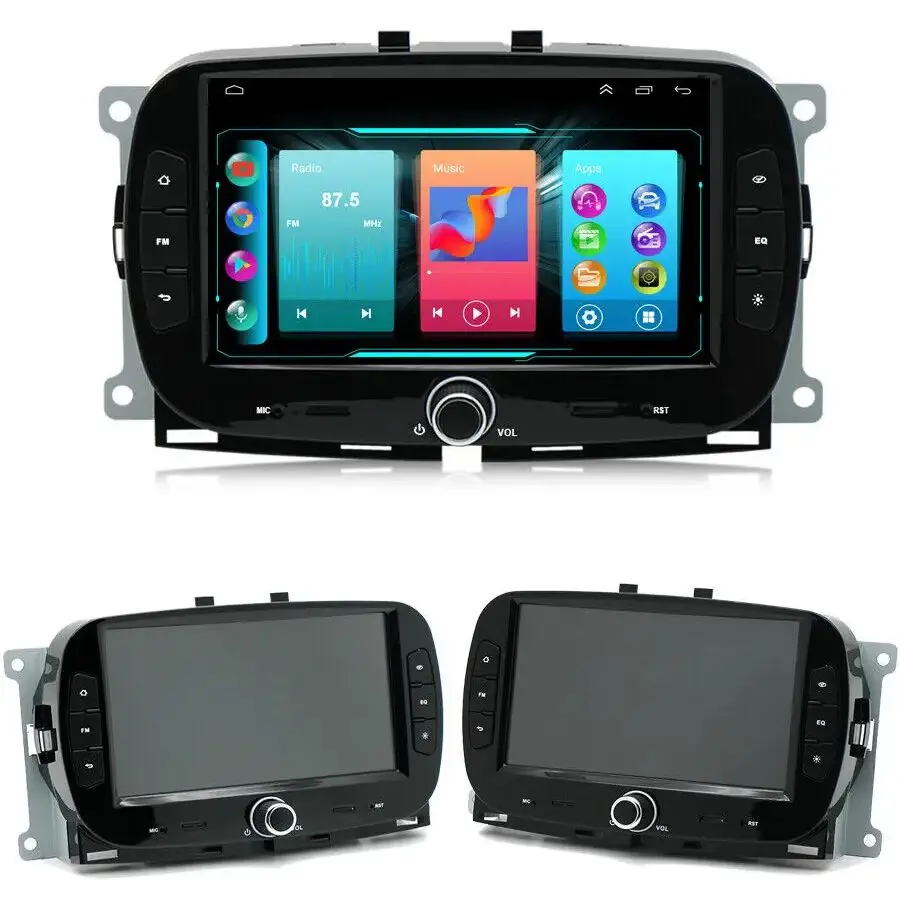 ESSGOO Android 14 Autoradio 7" 4+64 GB für FIAT 500 2016-2019 - Wireless CarPlay Android Auto GPS Navi Bluetooth FM WiFi Lenkradfernbedienung RDS Mirror Link Multimedia Video Player Head Unit