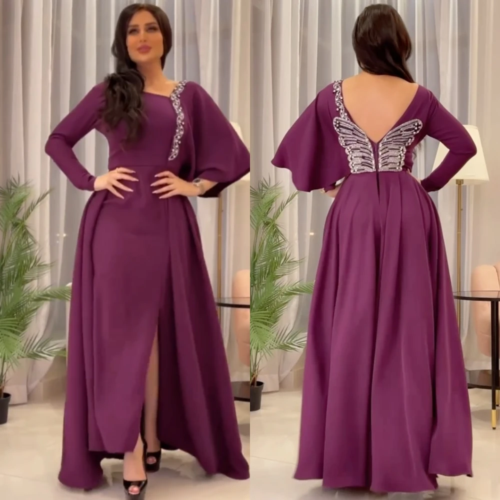 

Evening Saudi Arabia Jersey Pattern Homecoming A-line Square Neck Bespoke Occasion Gown Midi Dresses