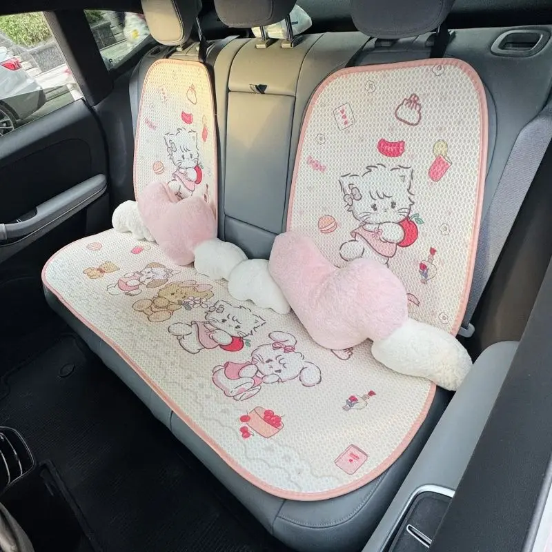 

7pcs Kawaii Mikko Car Interior Car Seat Cushion Backed By Car Cushion Cute Cartoon Anime Four Seasons Universal Girls Gifts Toys