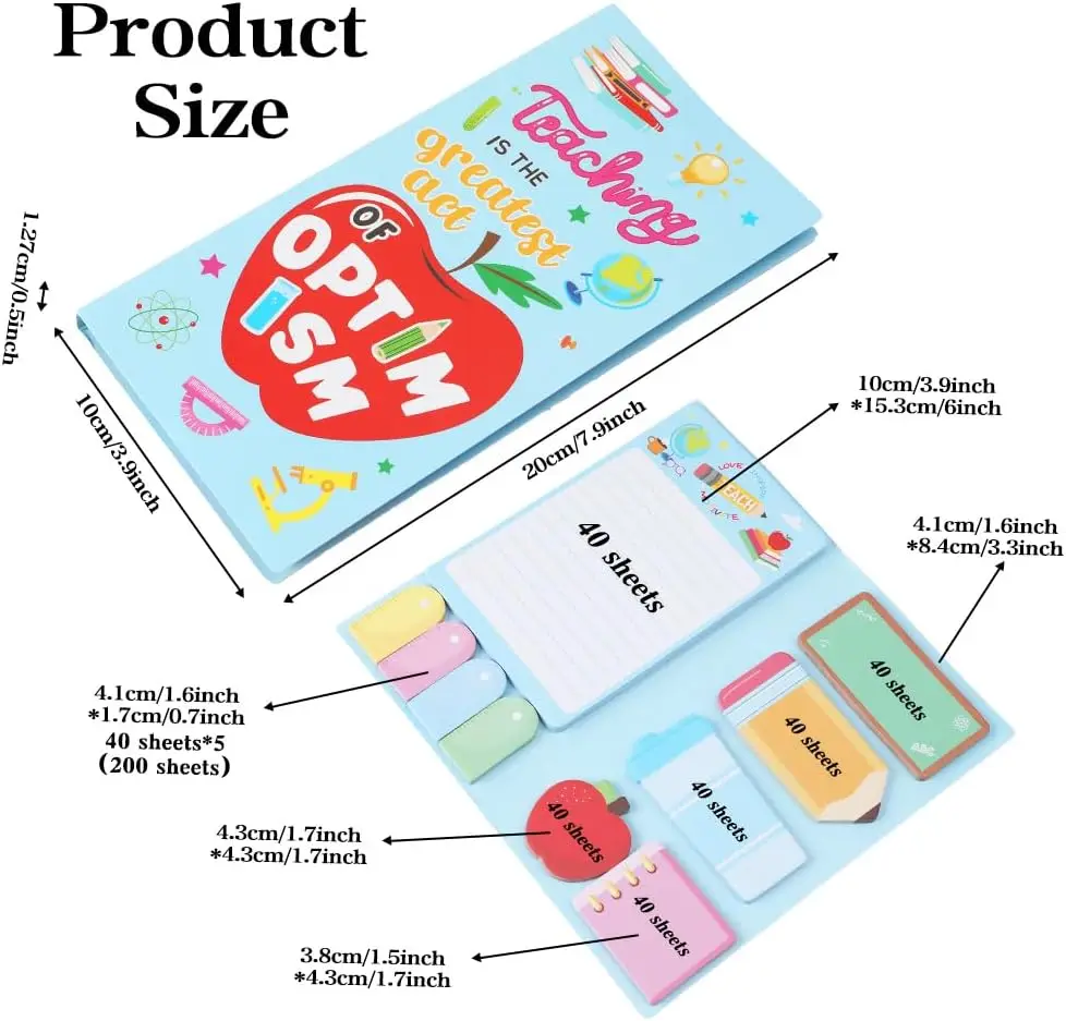 Teacher Post It Notes Book 550 Sheets Sticky Notes Halloween Gratitude Gifts Appreciation  for Women,School Office Supplies Set
