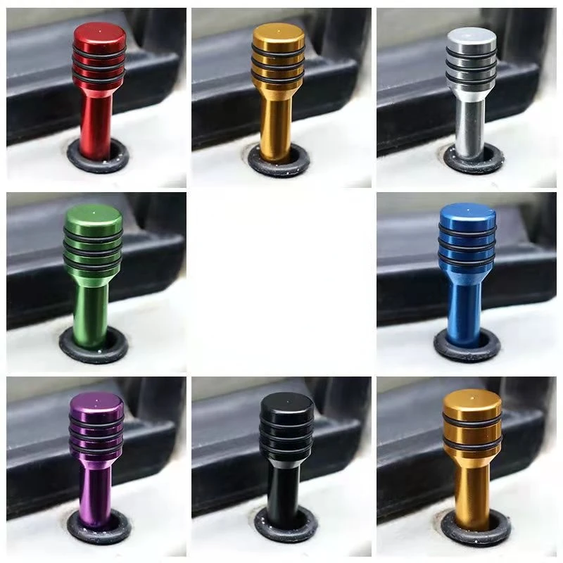 2-pack Car Door Pin Lock Knob Lift Cover Car Aluminum Alloy Door Lift Car Door Lift Button Car Safety Door Latch Status Button