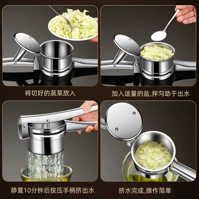 HYS Stainless Steel Manual Juicer, Household Fruit Lemon Squeezer Multifunctional Potato Mud Press Garlic Press
