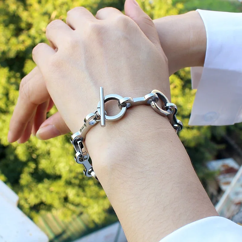 Unisex 316L Stainless Steel Round Bone link Bracelet Unique Trendy bangles Charm Bracelets Jewelry Gift Festival ascesorios