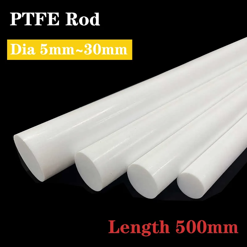 White PTFE Rod Soild Dia 5mm 6mm 7mm 8mm 10mm~30mm Polytetrafluoroethylene Round Bar Environment-friendly Non-toxic Plastic Rod