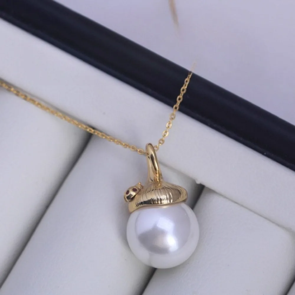 

5pcs DIY pearl accessories new copper gold-plated exquisite cute sweet loose hazel mushroom head shape pendant empty holder