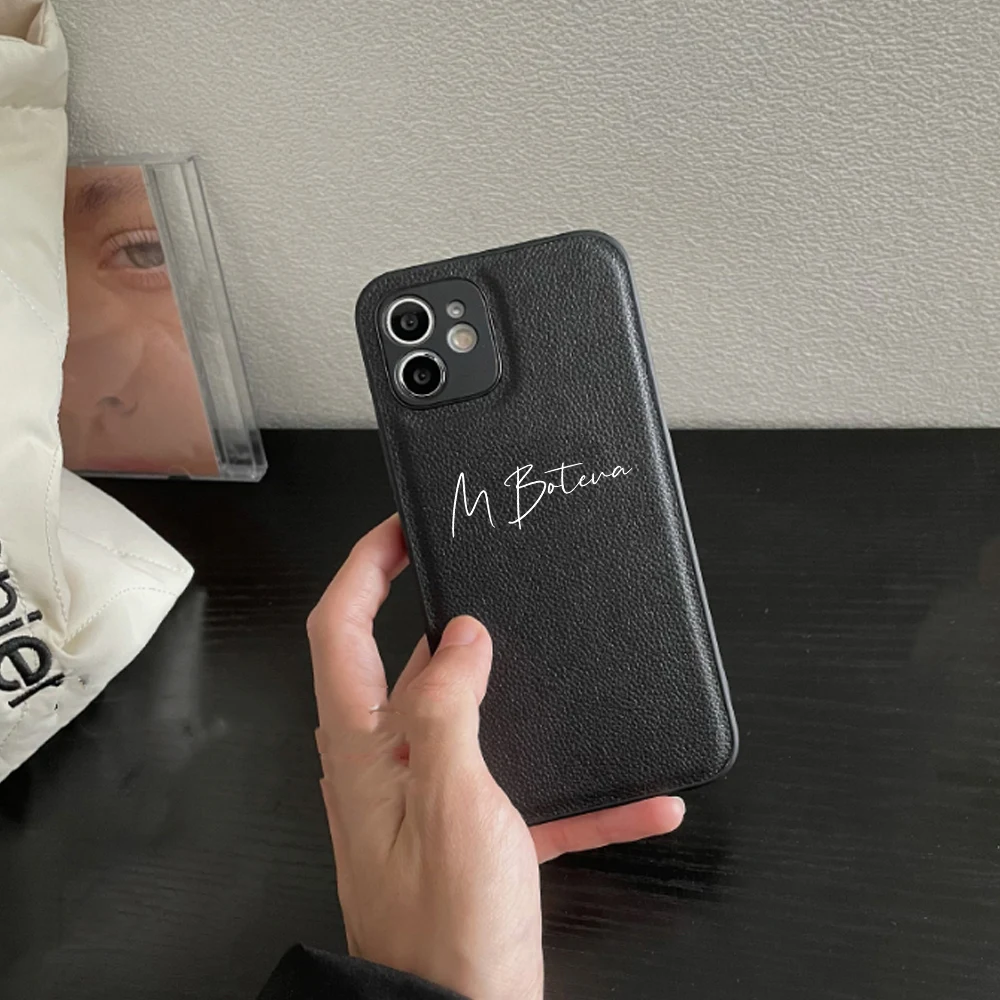 Индивидуальный чехол из искусственной кожи с именем под заказ для iPhone 15 14 13 12 11 Pro Max X XS 7 8 Plus, Роскошный чехол для iPhone 15 Pro Max