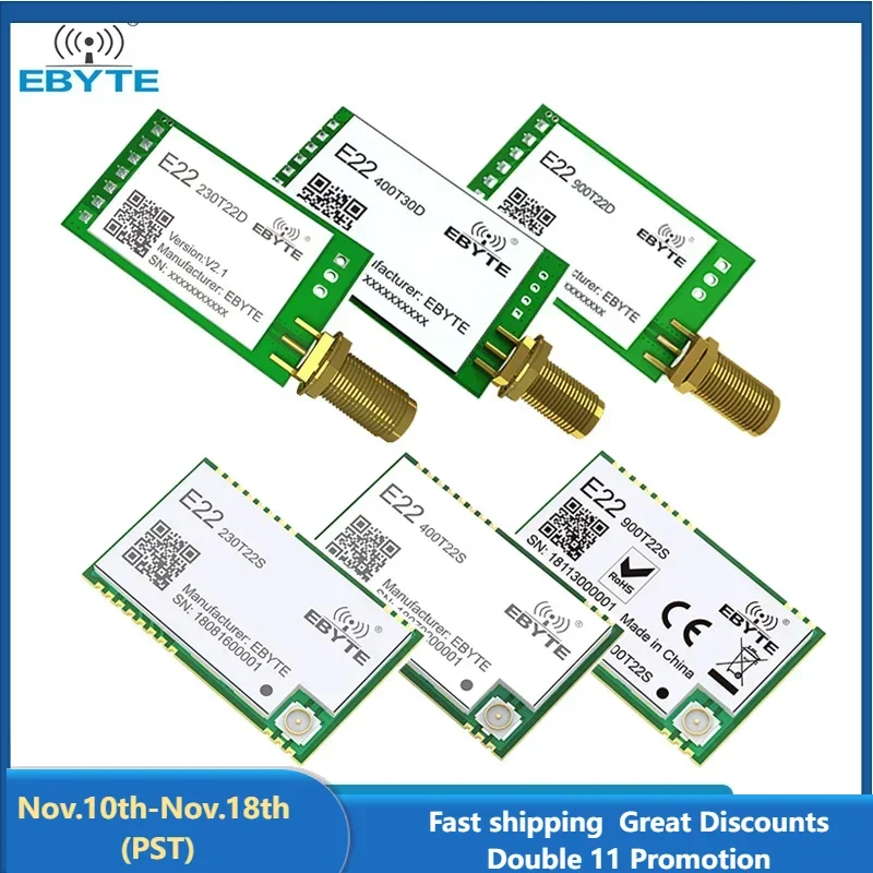 LoRa Module EBYTE E22 Series SMD DIP 433MHz 915MHz 868MHz 22dBm 30dBm IPEX/Stamp Hole SMA-K Wireless Module