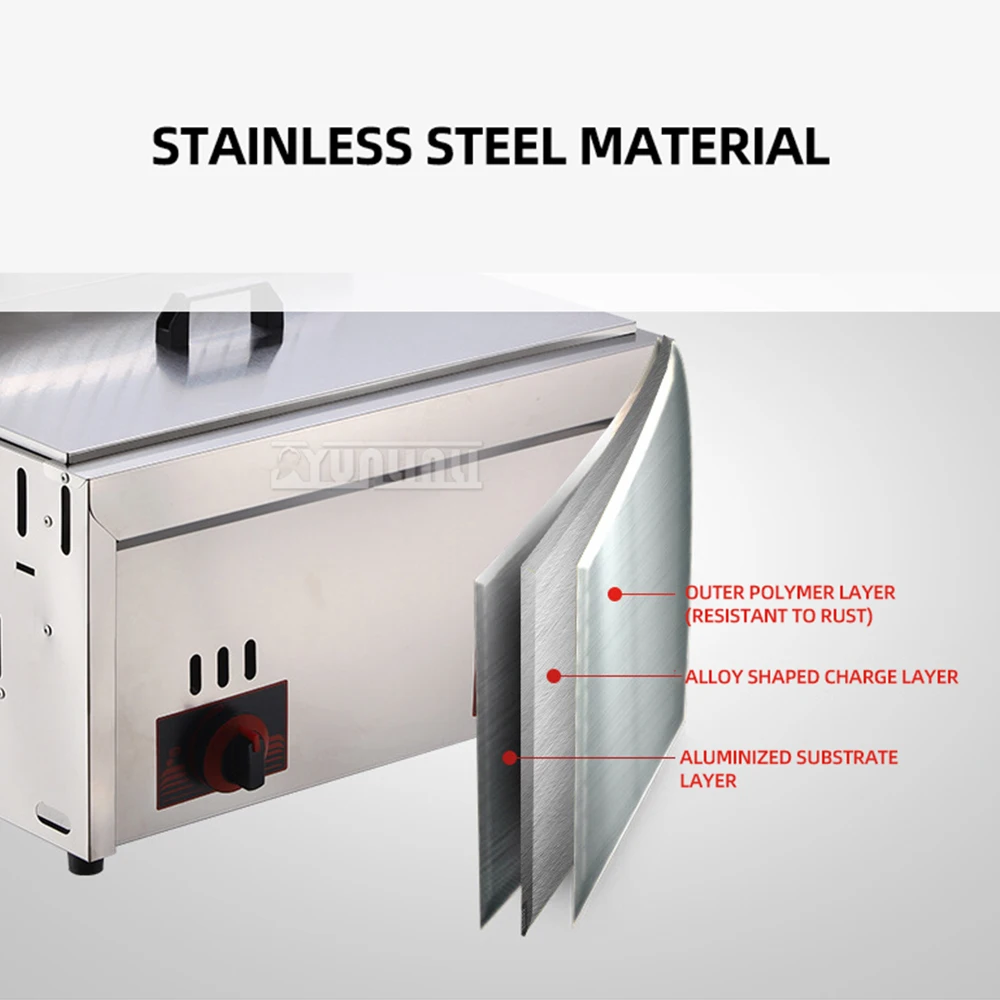 مقلاة كونترتوب من الفولاذ المقاوم للصدأ للدجاج المقلي البطاطس المقلية 6 لتر آلة المقلاة العميقة التجارية