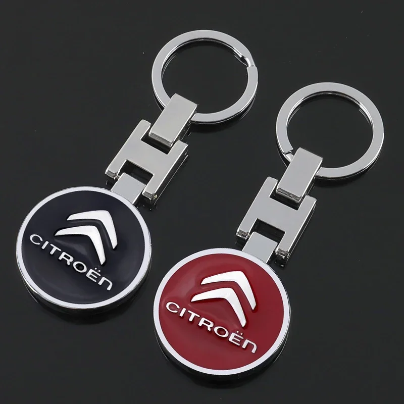 1PCS Metal Round Car Keychain Emblem KeyRing Pendant Citroen C3 C5 Aircross C5X C4 Cactus Picasso e-C3 e-C4 C-Crosser C6 Celysee