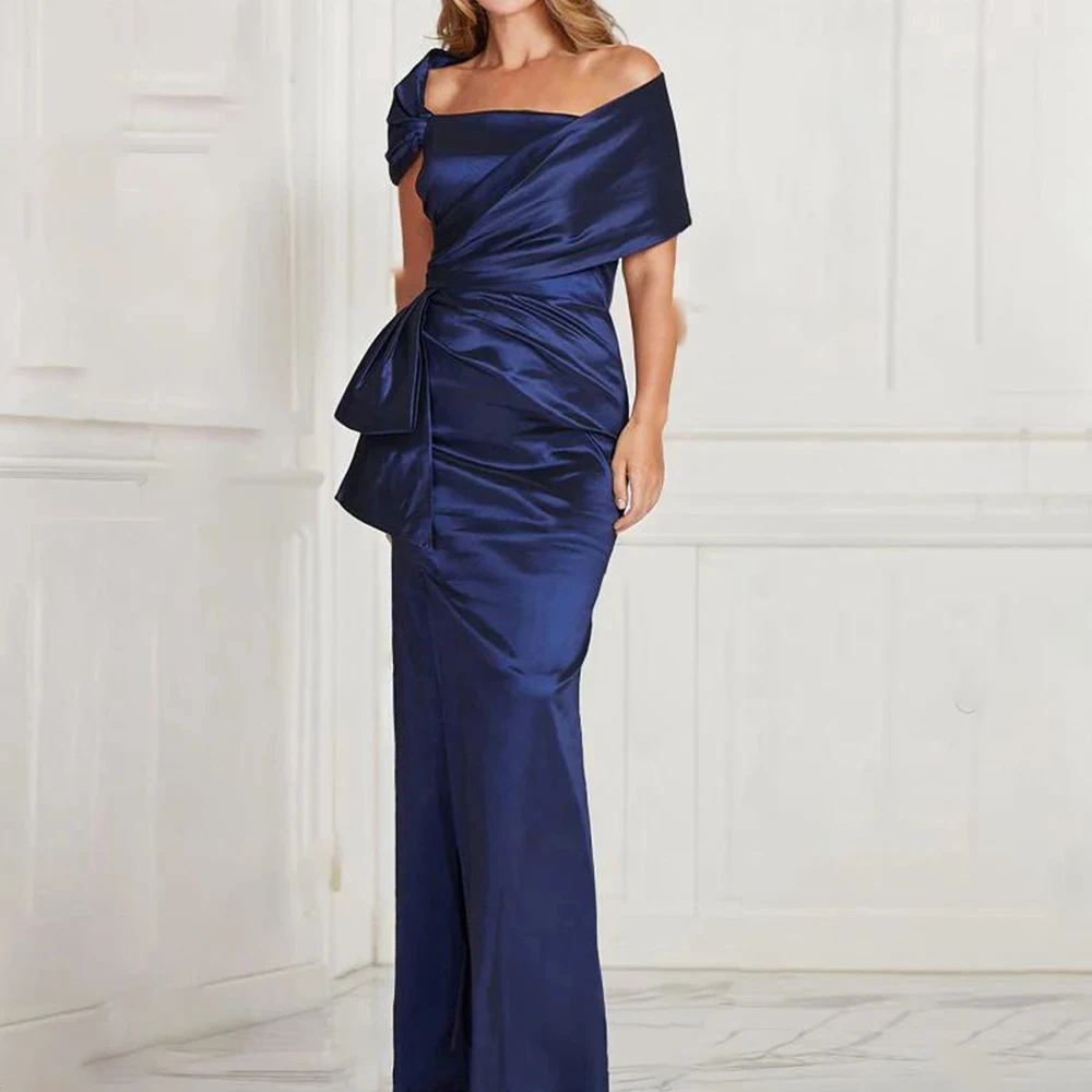 

Elegant Women's Formal Evening Gowns Square Neck Short Sleeve Pleated Evening Dresses 2026 Evening Dresses For Wedding Guest