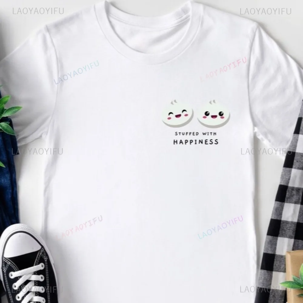 Stuffed with Happiness Cute Dumplings Funny Foodie TShirt Kawaii Dumpling Lover Gift Asian Food Lover Tee Casual Unisex T Shirt
