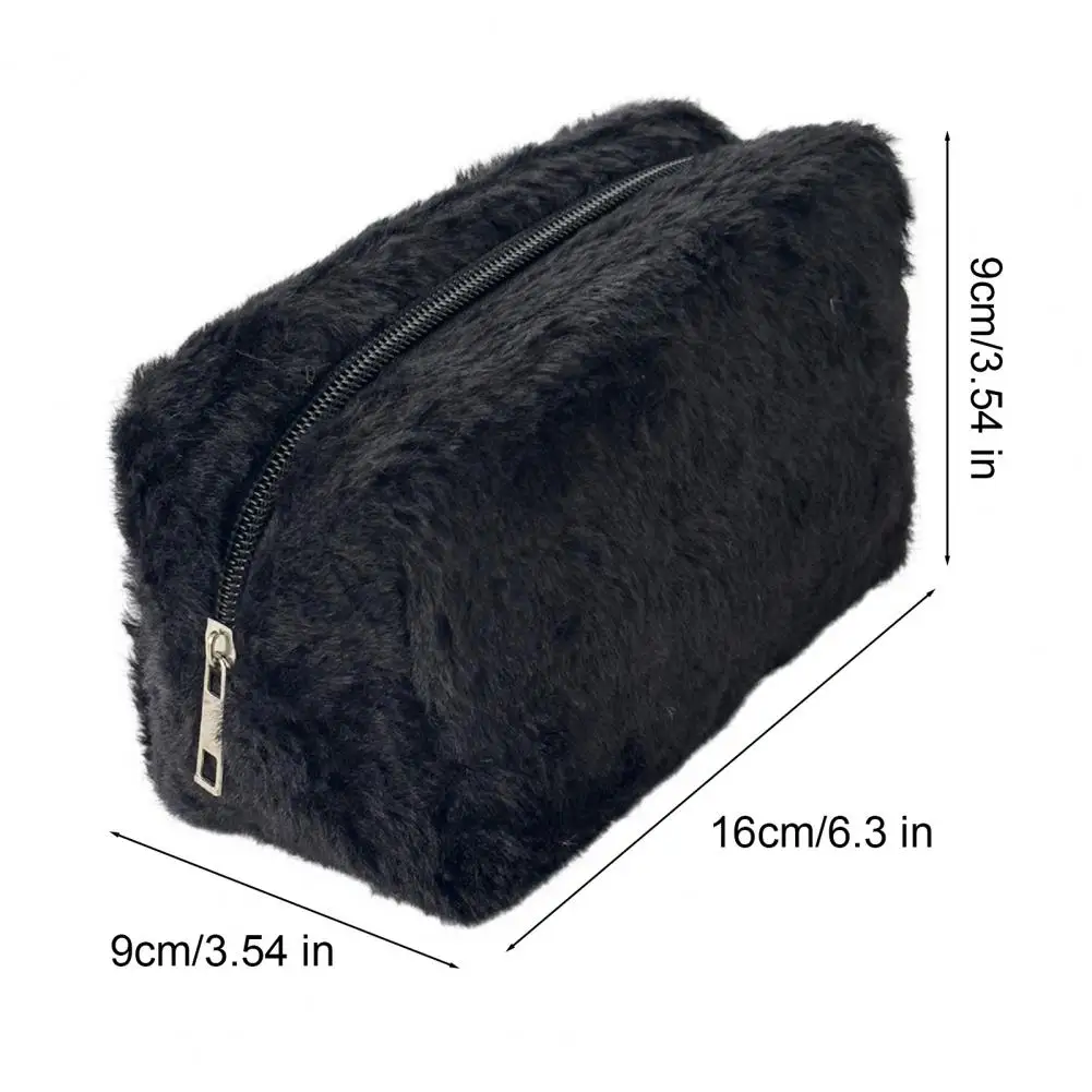 Capacity Makeup Bag Plush Cosmetic Bag for Women Portable Travel Makeup Organizer Fuzzy Toiletry Pouch for Skincare Products