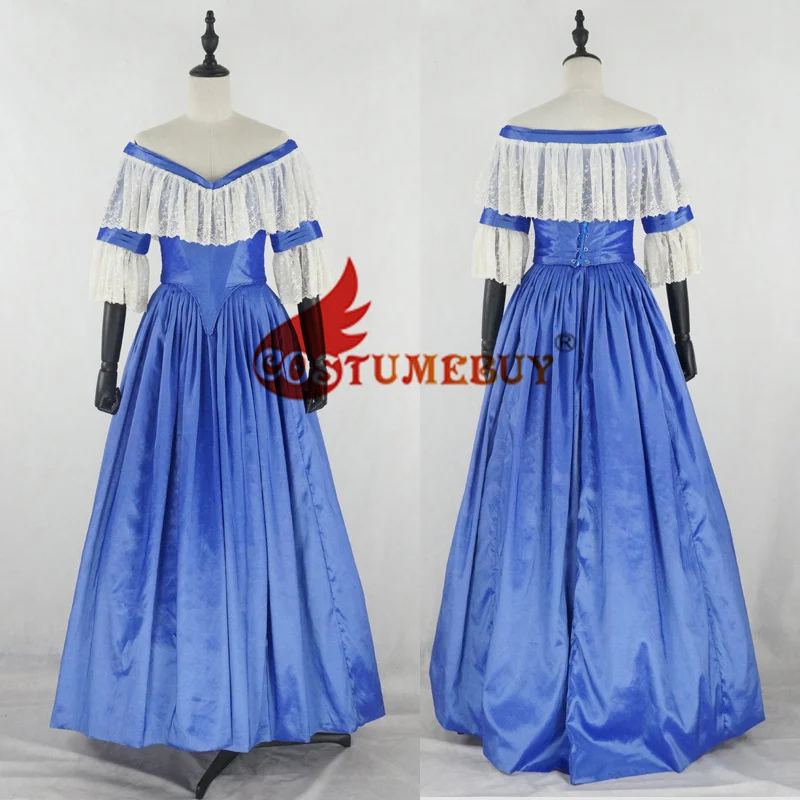 The Young Victoria Cosplay Costume Victorian Blue Dress Civil War Southern Belle Ball Gown Queen Victoria's Evening Gown