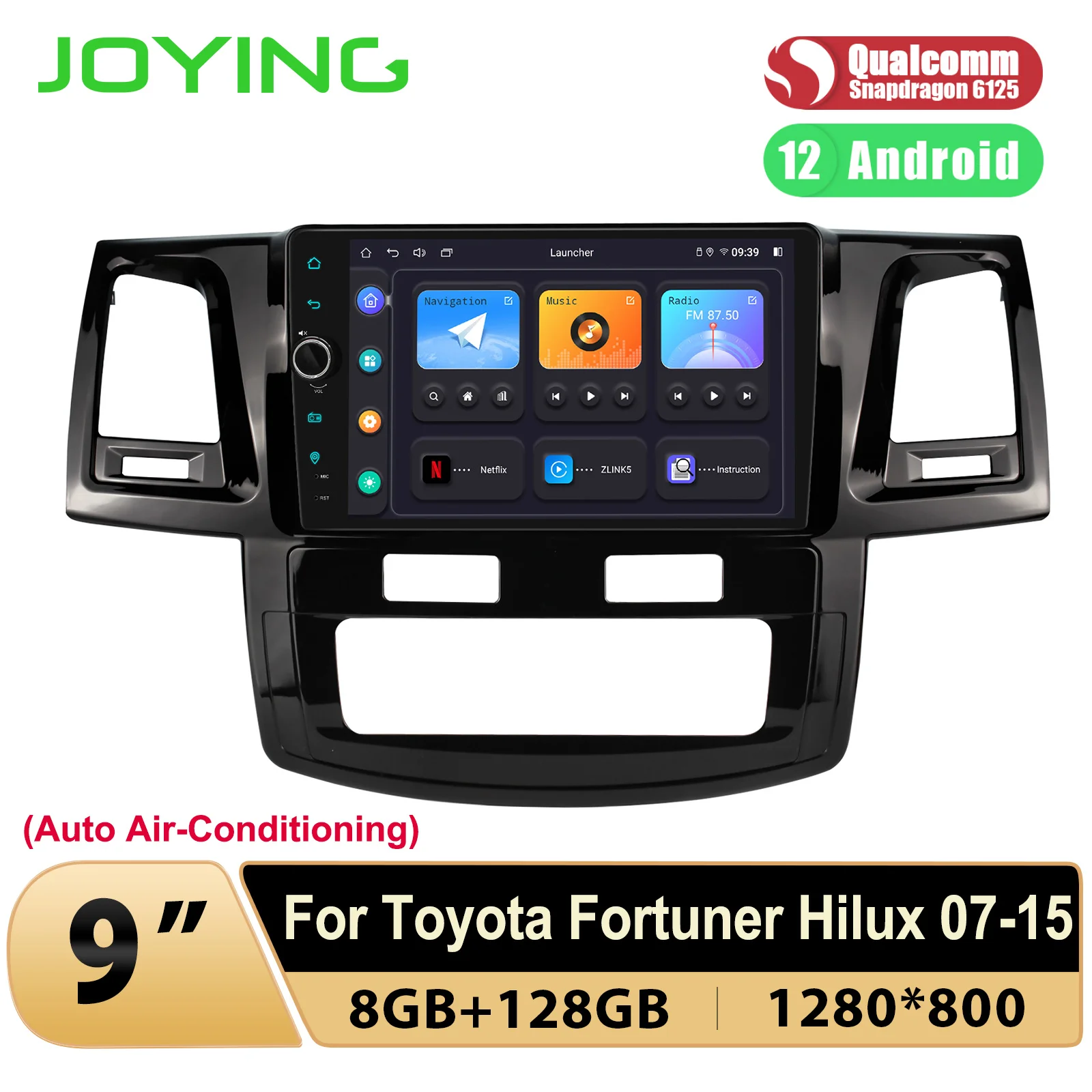 

JOYING 9"Auto Android 12 Car Radio Stereo Head Unit Multimedia Carplay Player For TOYOTA Fortuner Hilux 2007-2015 Plug and Play