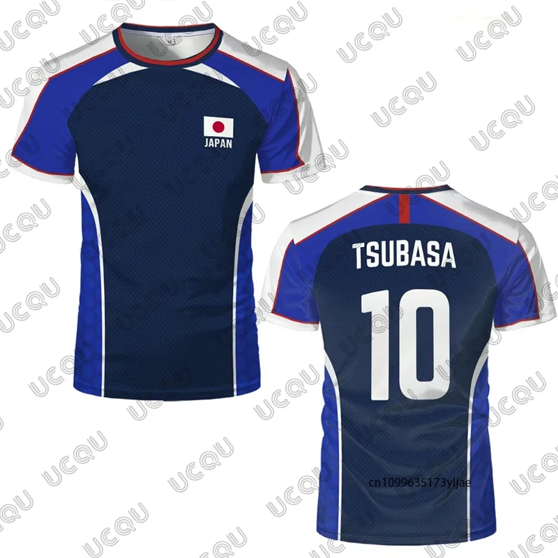 2026 الصيف أنيمي الكابتن Tsubasa العلم الياباني لكرة القدم جيرسي تي شيرت للرجال النساء التجفيف السريع الرياضة تيز عادية الاطفال بلايز