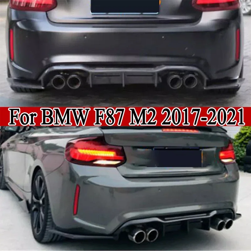 For BMW F87 M2 M2C 2016 - 2020 MTC Style Glossy Black and Carbon fiber pattern Rear Bumper Diffuser Lip Spoiler Accessories