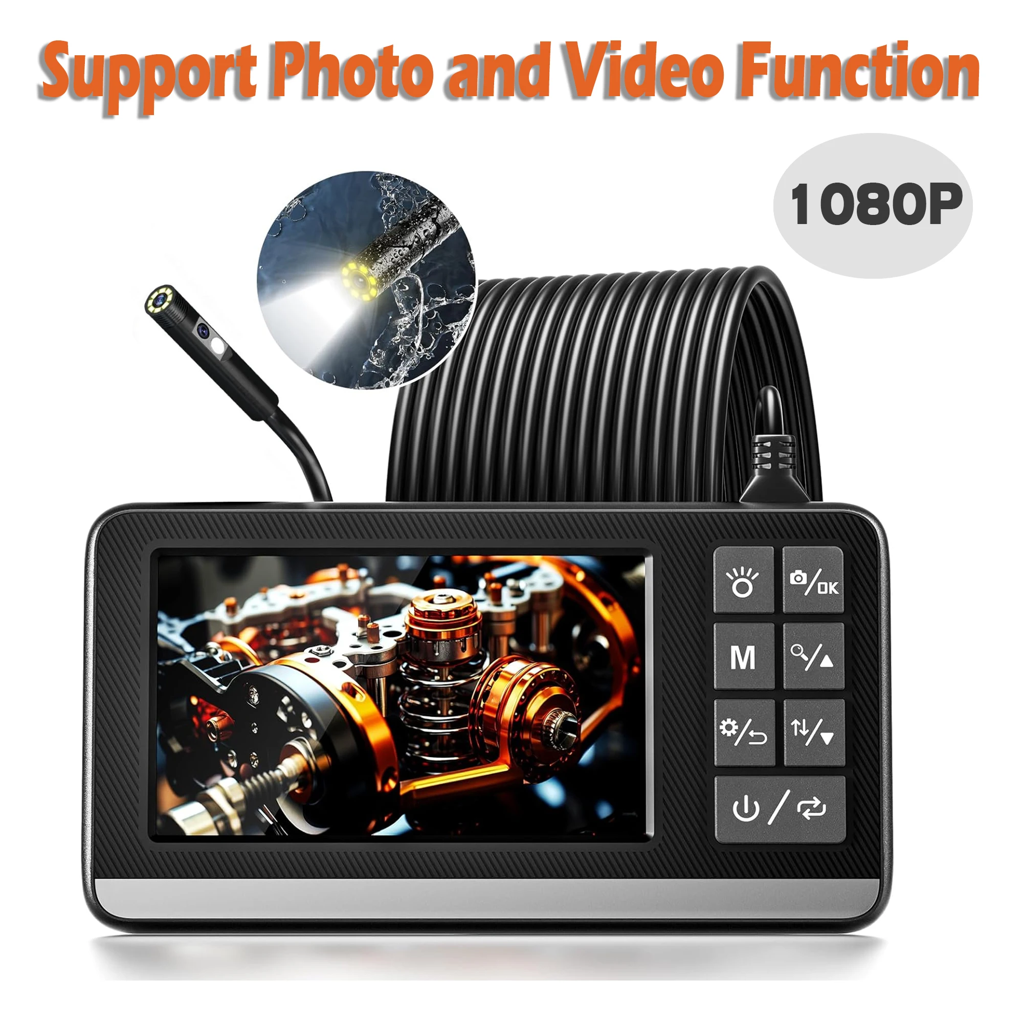 Dual Lens Automotive Video Sewer Piping Channel Endoscope Inspection Camera High Quality With Screen Endoscope Equipment 1080p