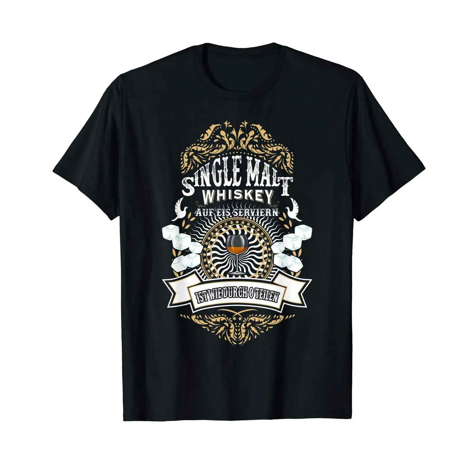 Serving Whisky on Ice Saying about Single Malt T Shirt vintage Washed Slightly graphic streetwear Comfortable