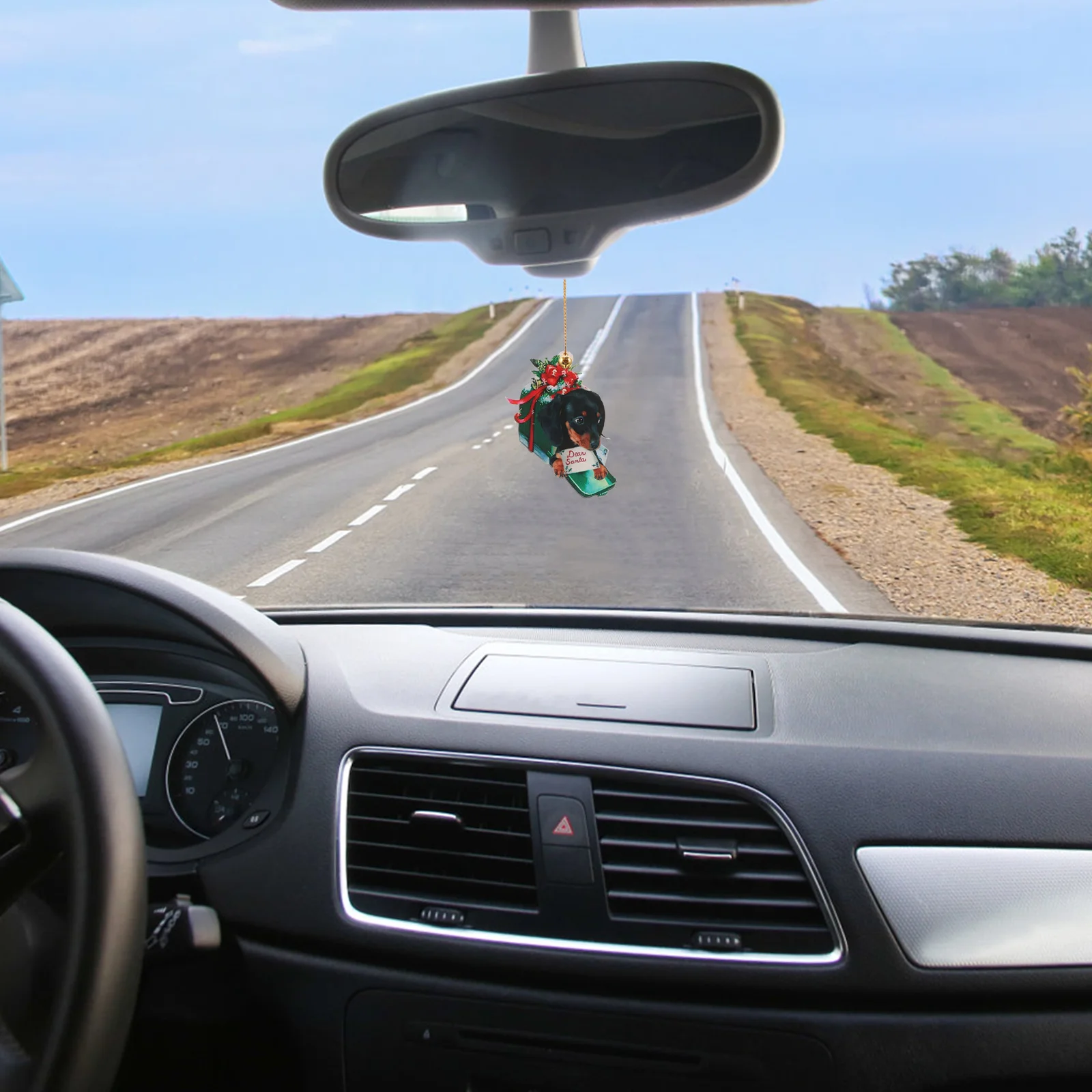 

2Pcs Dachshund Christmas Tree Ornaments Sausage Dog Acrylic Pendant Xmas Hanging Decoration Car Holiday Party Decor