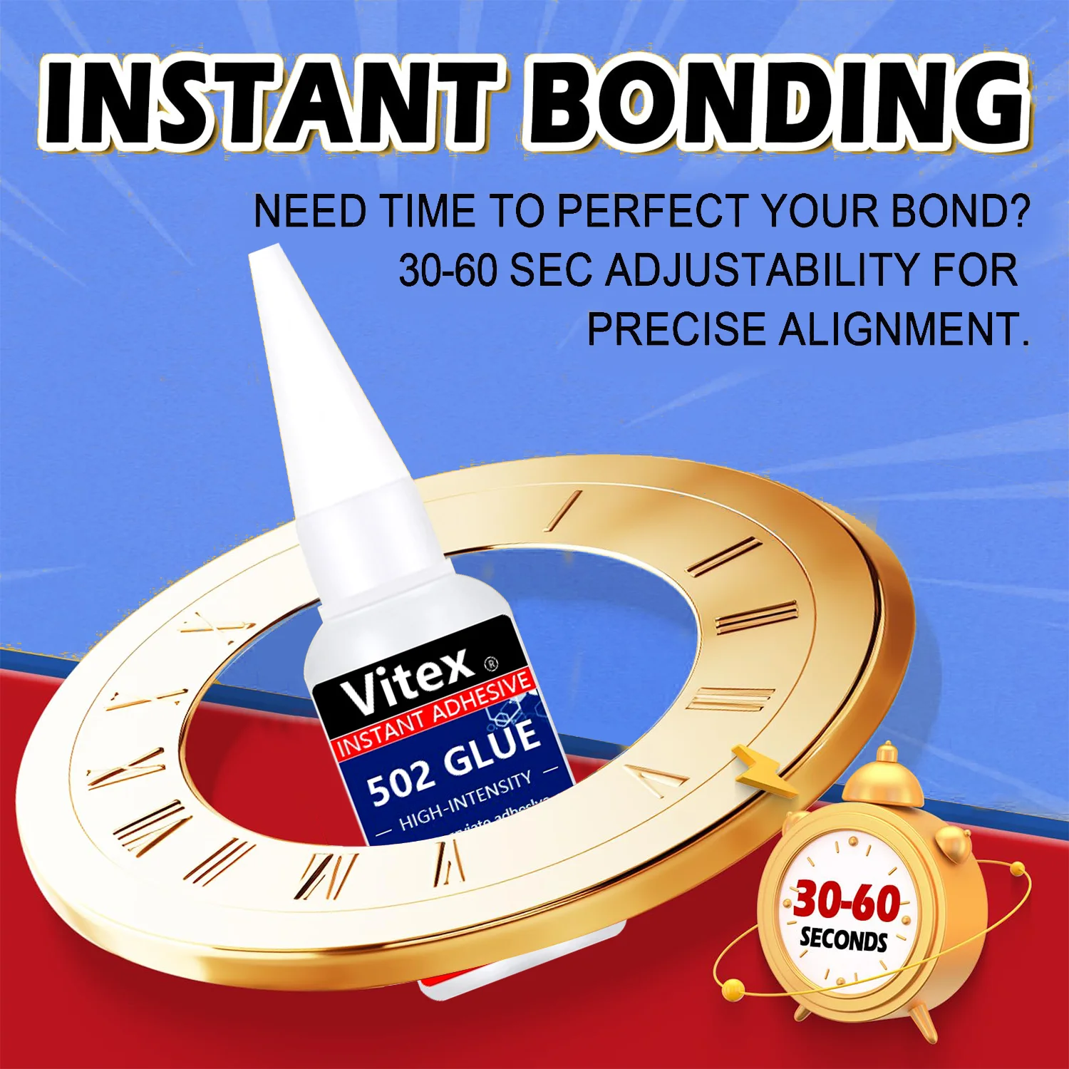 Vitex 1-3pcs 専門の即刻の接着剤の高力極度の 502 の余分に強いエポキシの付着力の第 2 Cyanoacrylate の技術のアクリルの接着剤の強い結束の液体の付着力用具