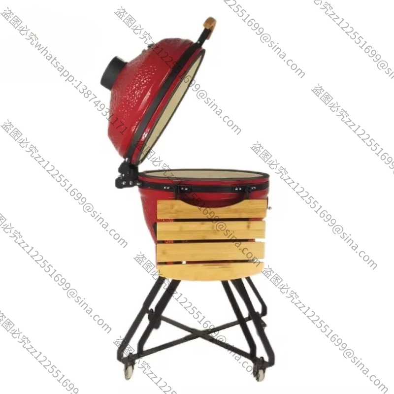 Suitable for Outdoor Ceramic Oven Carbon Charcoal Grill Portable Barbecue with Stainless Steel Mesh 24 Inches