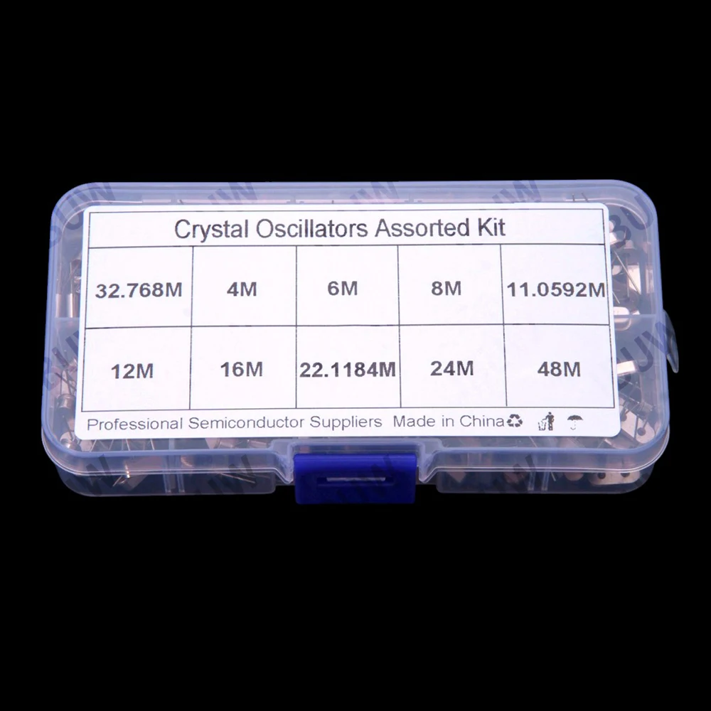 200PCS 16mhz 24mhz 4MHz 12MHz 10Values ​​HC-49S Passive Crystal Oscillator Kit 32.768kHz 8mhz 12MHz