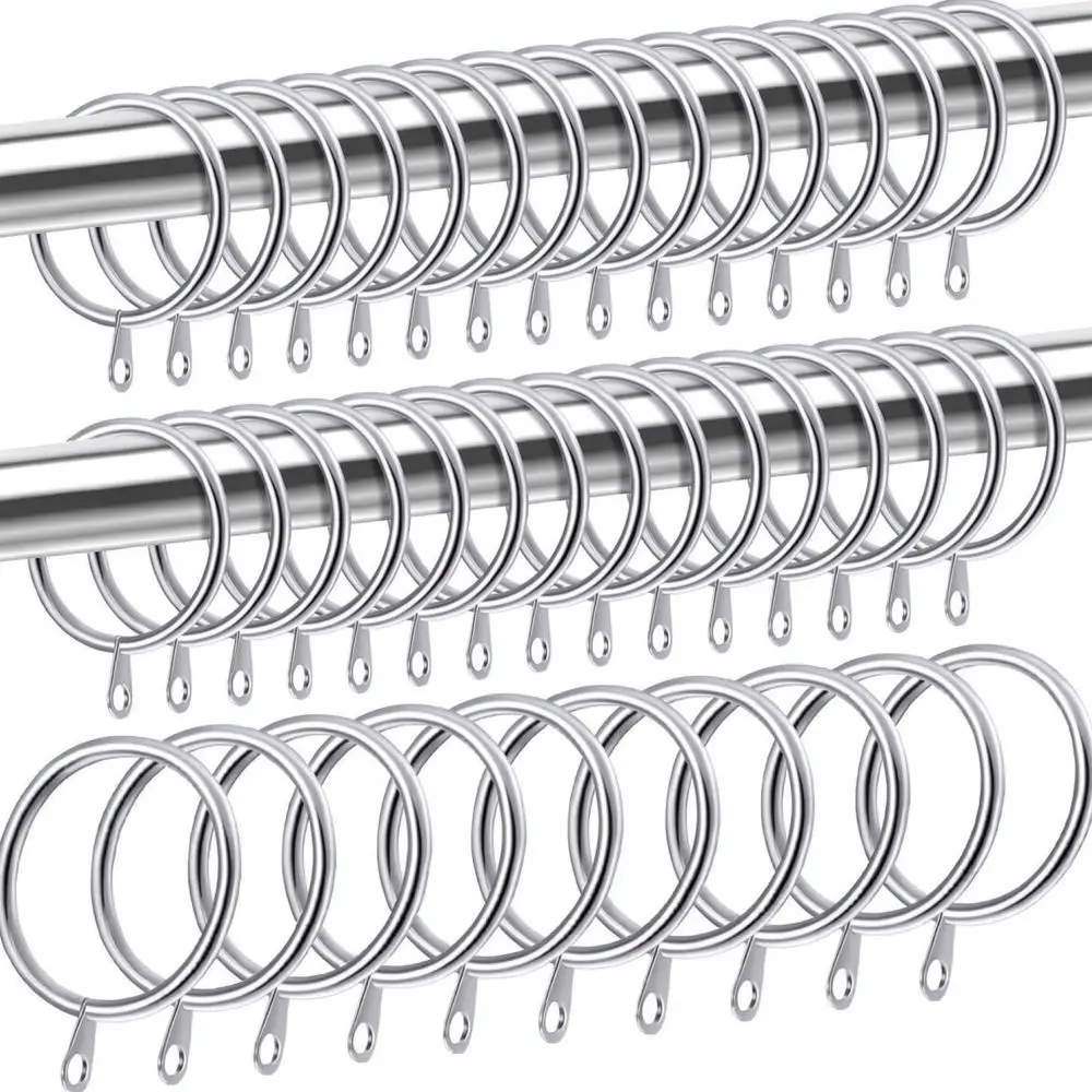 Metal Shower Curtain Rings For Rods Durable Silver Black Hooks Smooth Glide Modern Drapery Hardware Home Essentials