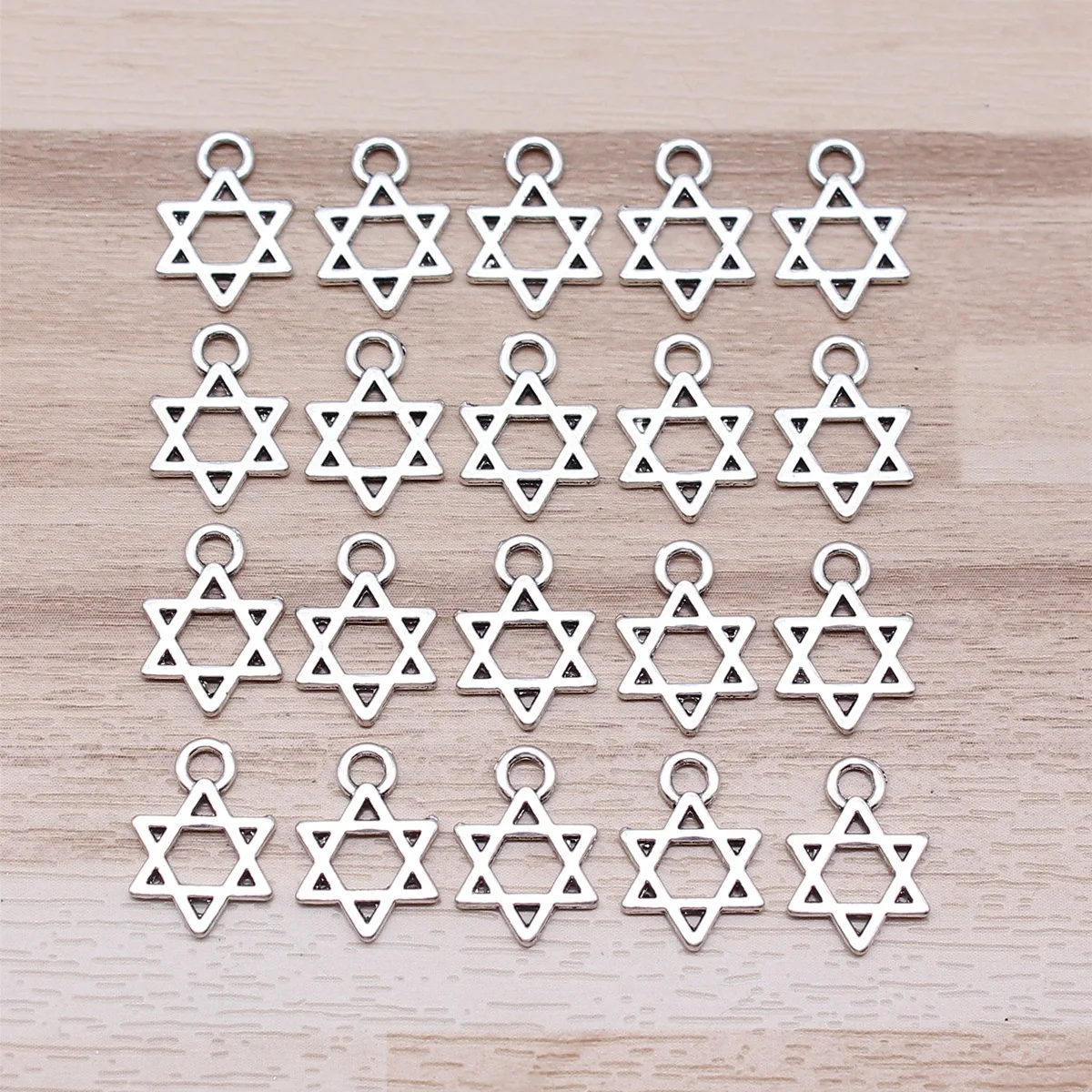 IFOCUS 20pcs/Lot Star Of David Charms For DIY Jewelry Making Zinc Alloy 13x10mm/0.51x0.39inch