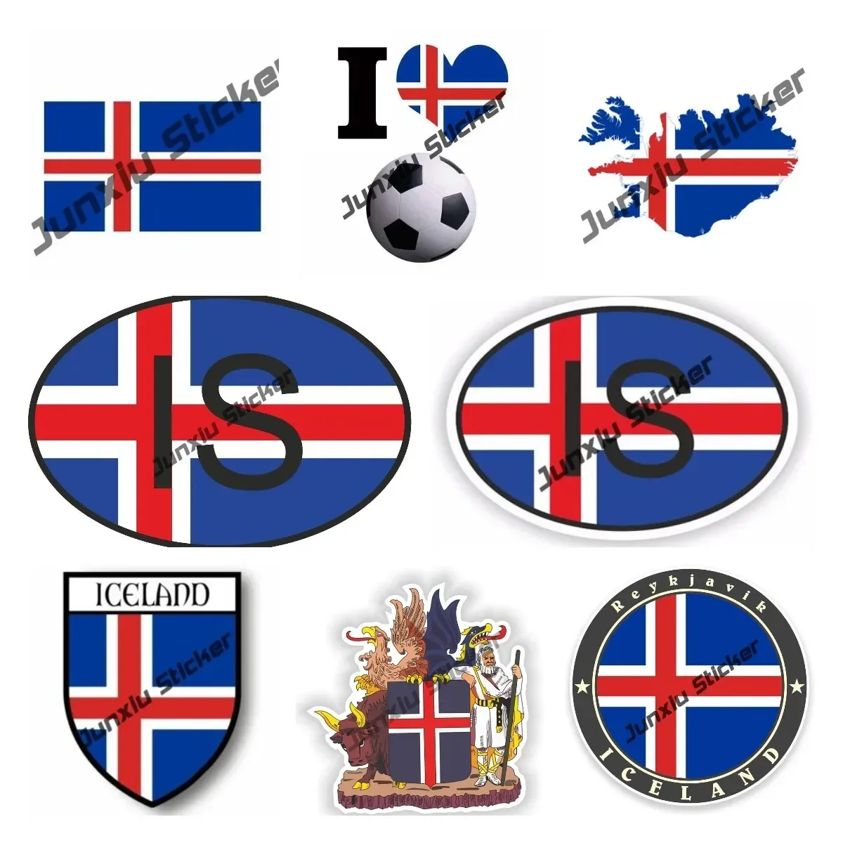 

Bikerstuffus Iceland Country Code with Flag Sticker Countries Map Travel Stickers for Luggage Suitcase Motor Car Bike KK13cm