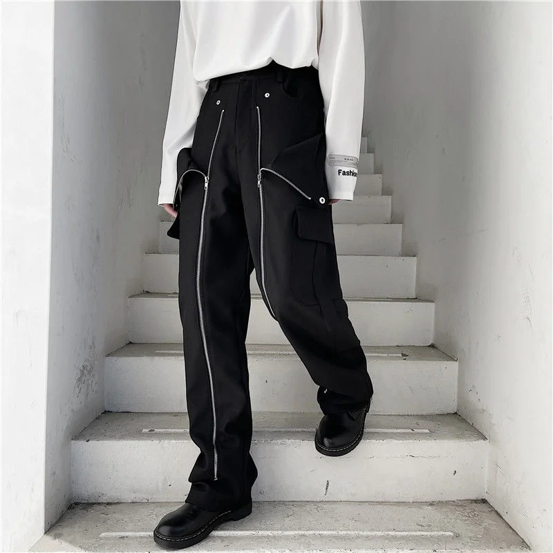 Autumn 2022 Fashion Trousers Design Multi-level Fake Two-piece Detachable Zipper Piece Cool Niche Men's Sweatpants 2Y7424