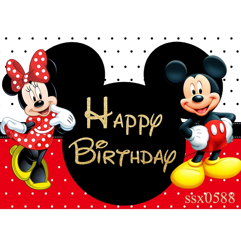 Fondo de fotografía de Mickey y Minnie Mouse para niños, telón de fondo de Disney para fiesta de cumpleaños de dibujos animados, estudio fotográfico personalizado