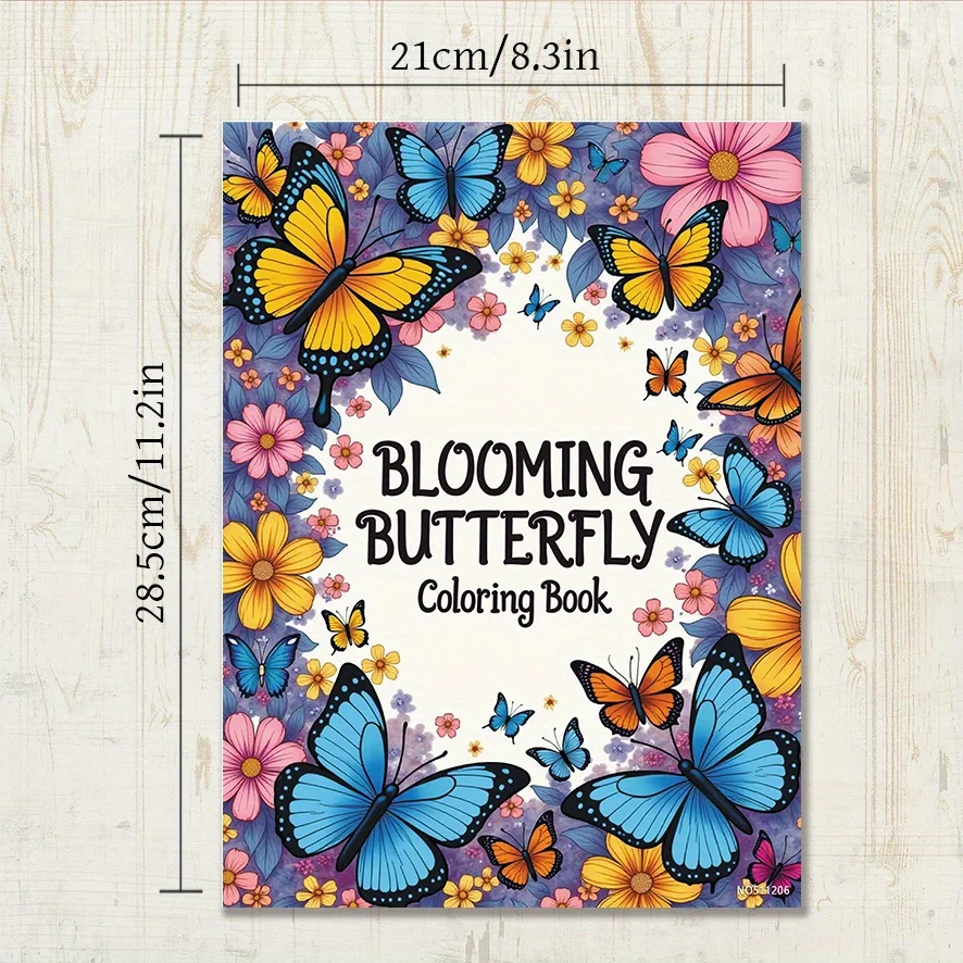 Blooming Butterflies Coloring Book - 8.3 x 11.2 inches, 22 pages, perfect for stress relief and back-to-school gifts