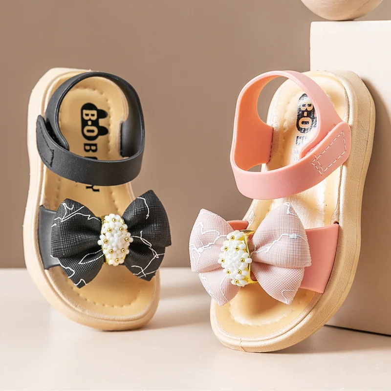 

Girls Beach Shoes Versatile Bow Cute 2024 Summer Baby Princess Simple Casual Children Fashion Sandals Platform Non-slip Korean