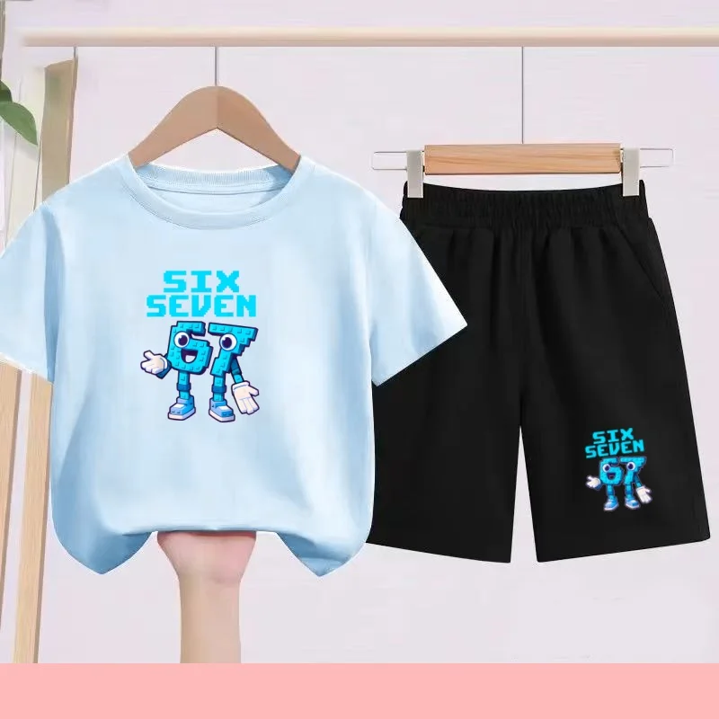 

Shorts Set This Children's Outfit Features Adorable Animated 67 Pattern Designs and Is Suitable for Boys and Girls Aged 3 to 13