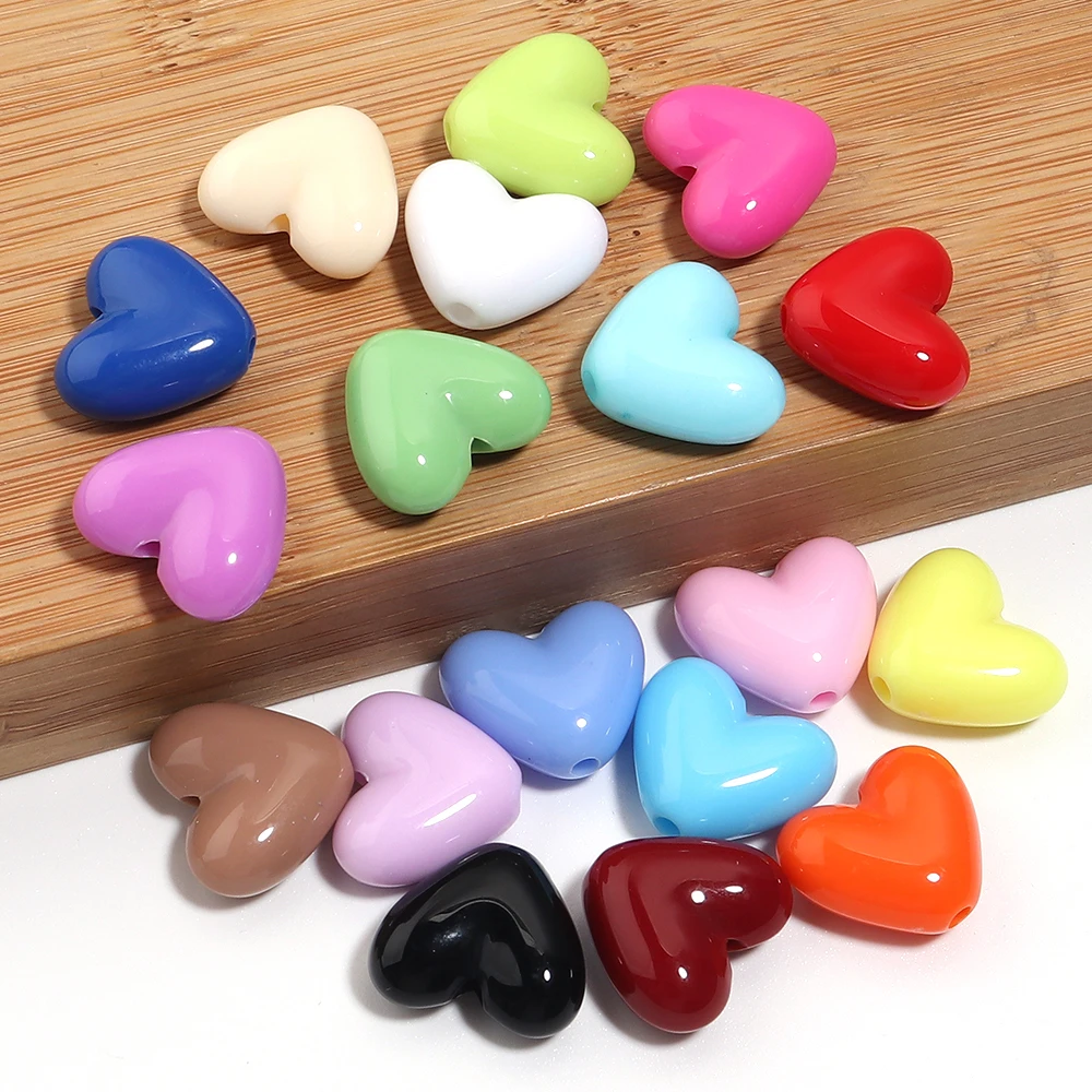 50 Stück 15x17mm Bunte Y2K Herz-Acrylperlen Süße Lose Abstandsperlen für Schmuckherstellung DIY Charms Handyketten Armbänder