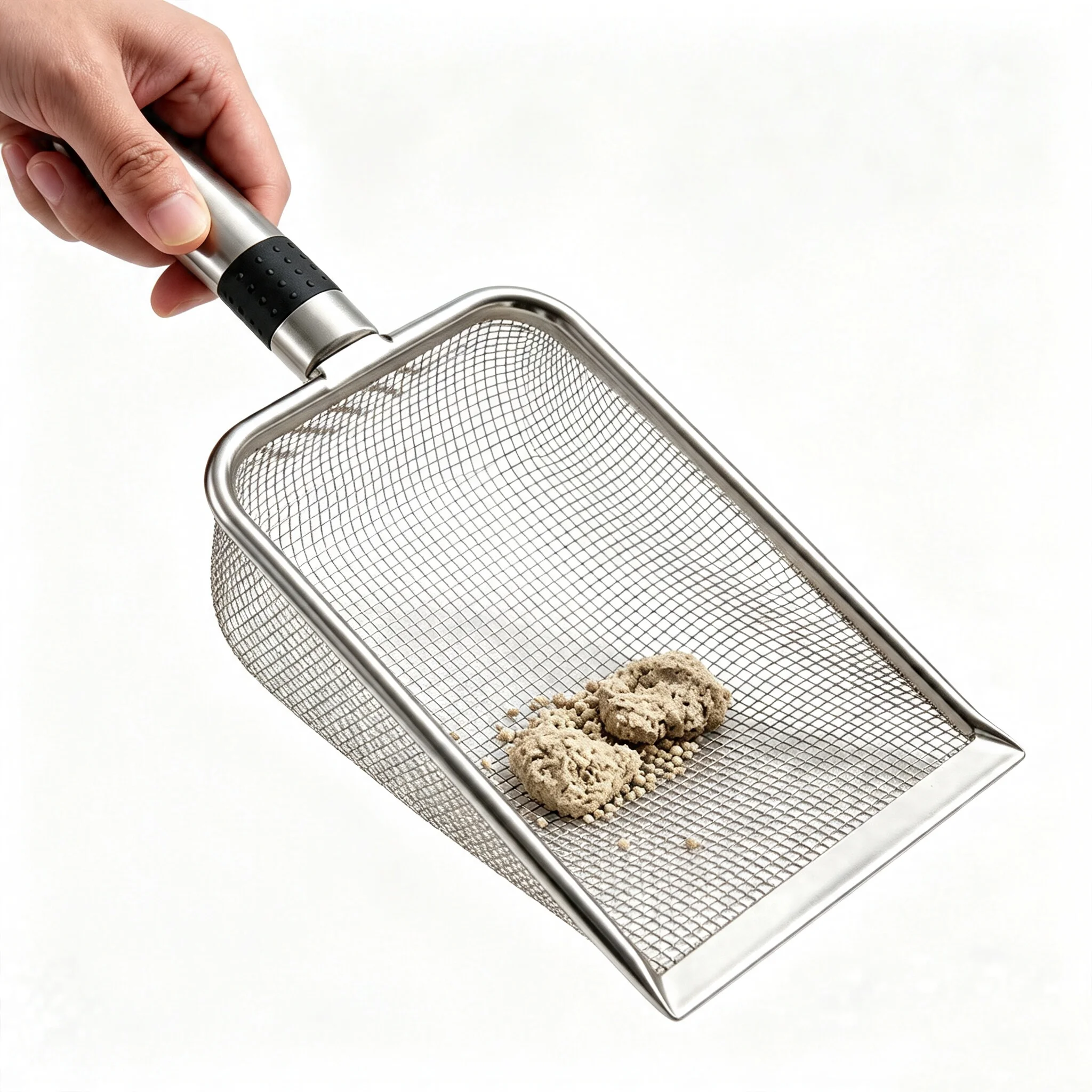 Pala para Arena de Gatos de Acero Inoxidable, Pala de Malla Fina de Bentonita para Recoger Heces, Limpieza de Mascotas, Nueva