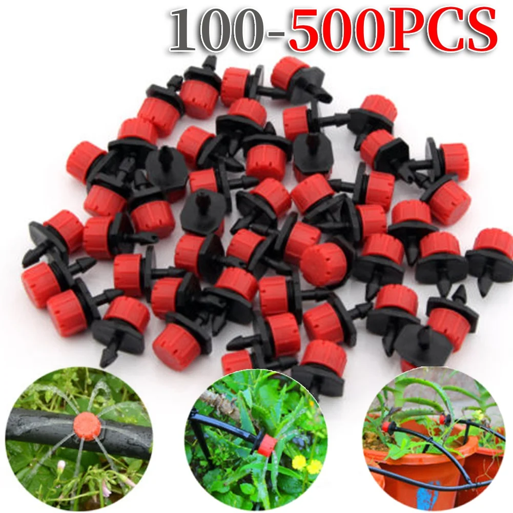 500-100PCS Adjustable Water Dropper Flow Head Drippers Portable Emitter Dripper Micro Drip Irrigation Sprinklers for Yard