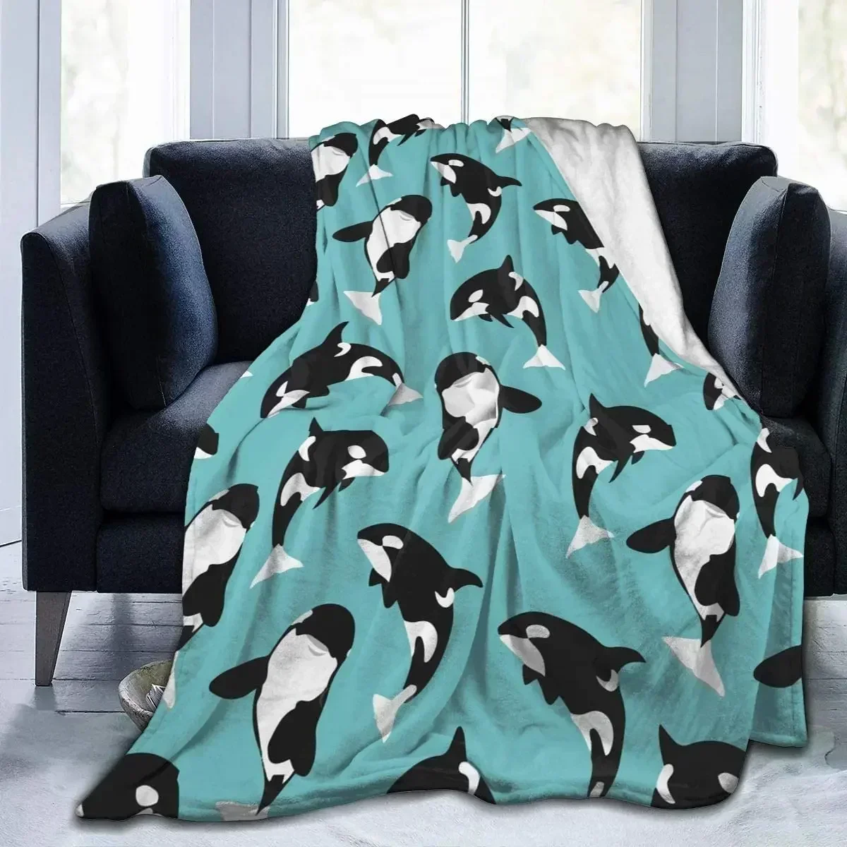 Killer Whale Orca Throw Blanket Ultra Soft Warm Thin Blanket Home Bed Couch Blankets Bedspreads Adults Children