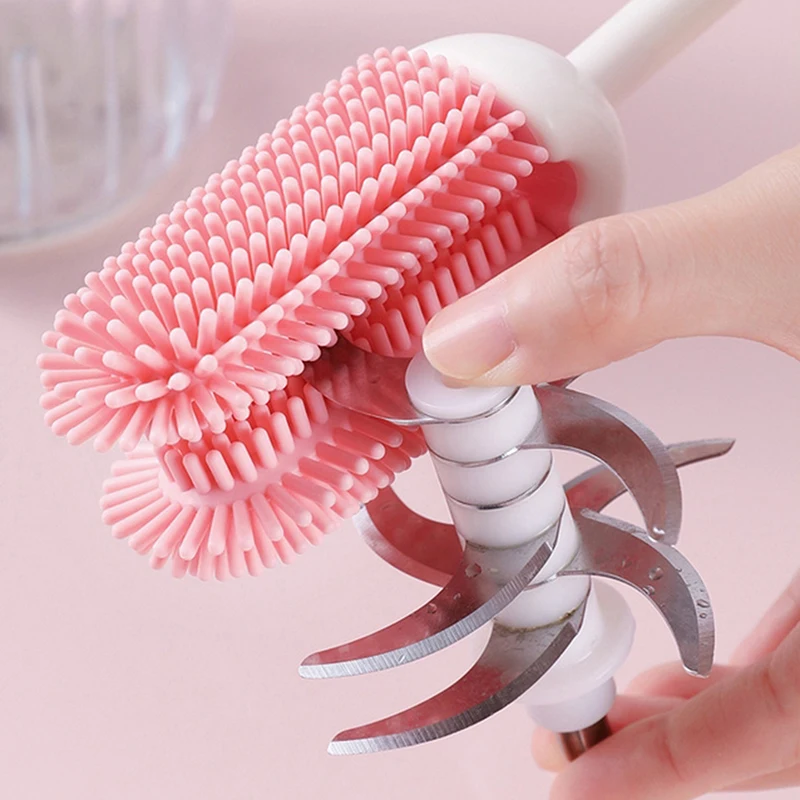 

3в1 силиконовая щетка для бутылок с молоком, длинная ручка, щетка для чистки стеклянных чашек с водой, многофункциональный инструмент для чистки кухни