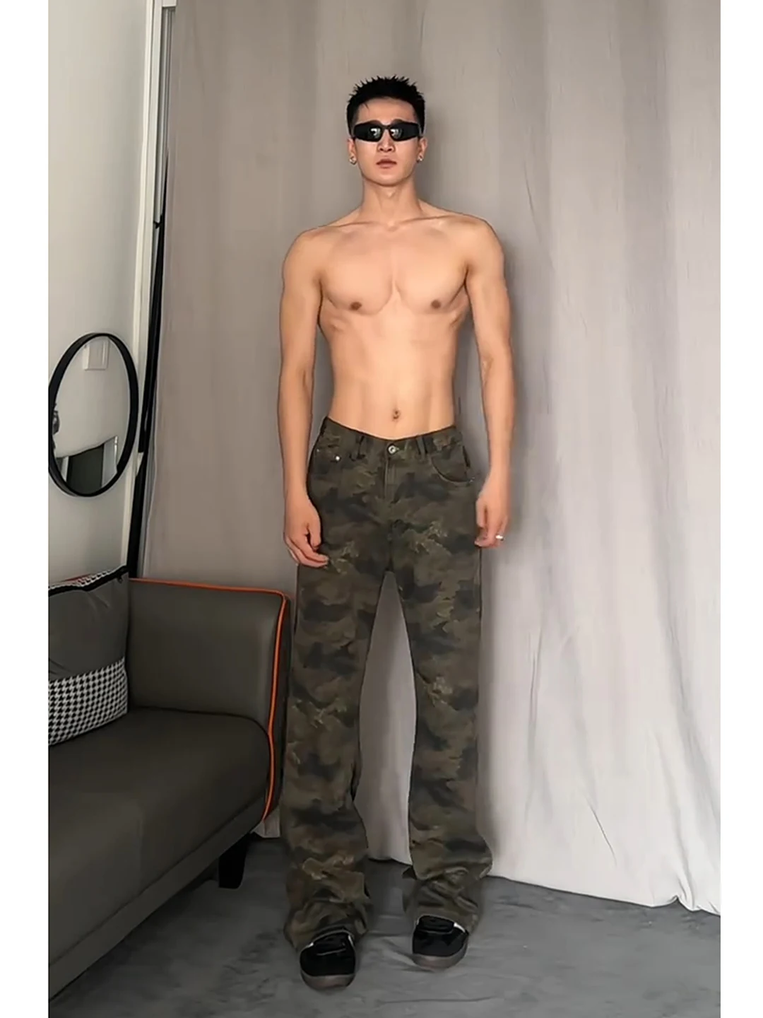 

Мужские повседневные джинсы-буткэт в стиле вестерн с камуфляжным принтом, прямые брюки в американском ретро-стиле для молодежи и студентов